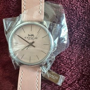 New Coach leather watch pink